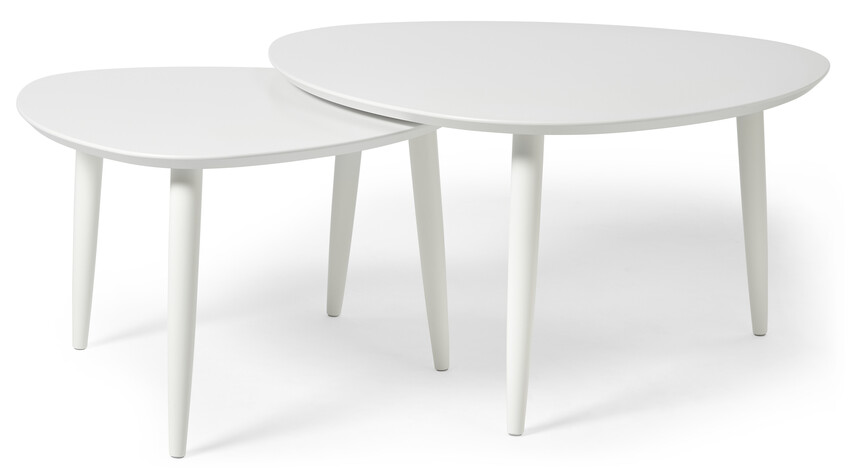 Anne - Satsbord, 90x90x48/70x70x45 cm - Vit