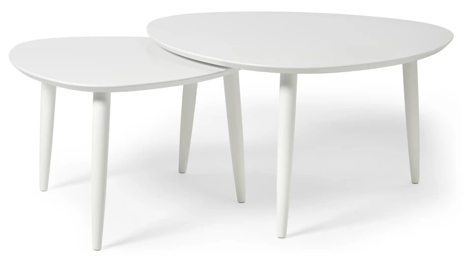 Anne - Satsbord, 90x90x48/70x70x45 cm - Vit