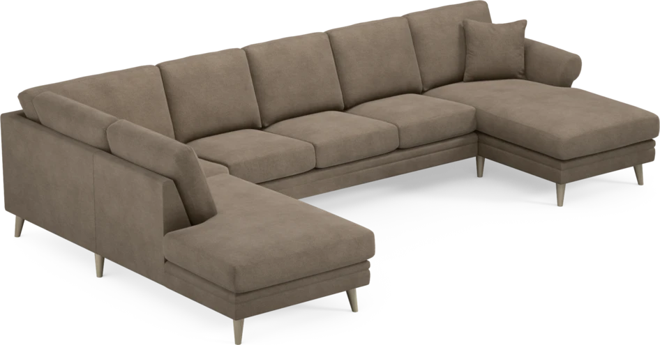 Eden - 3-sits soffa med divan vänster och schäslong höger - Brun