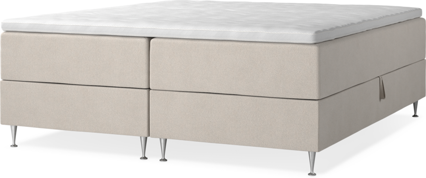 New York - Förvaringssäng, dubbelsäng med bäddmadrass, sängben och sängben - Beige