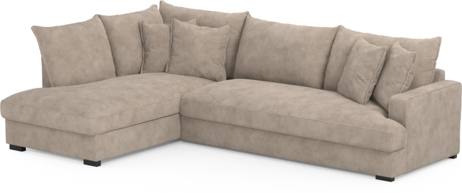 Mila - 3-sits soffa med divan vänster, hel dyna - Beige