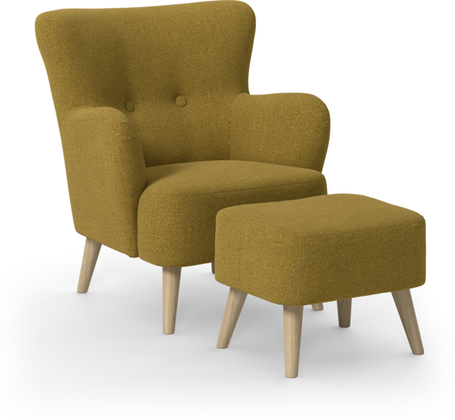 Timmy - Fåtölj med fotpall - Gul