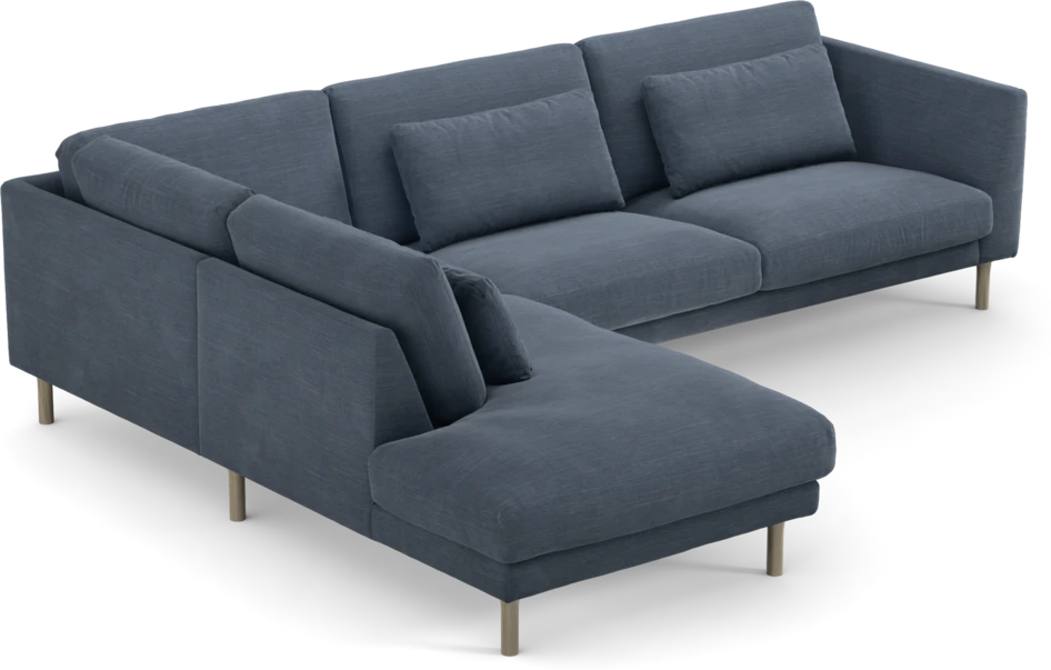 Willow - 3-sits soffa med divan vänster, fast klädsel - Blå