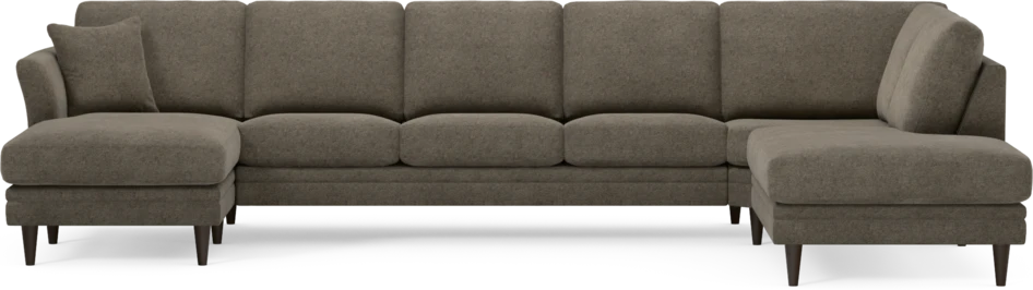 Eden - 3-sits soffa med schäslong vänster och divan höger - Brun
