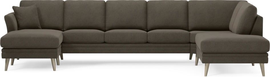Eden - 3-sits soffa med schäslong vänster och divan höger - Brun