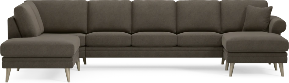 Eden - 3-sits soffa med divan vänster och schäslong höger - Brun