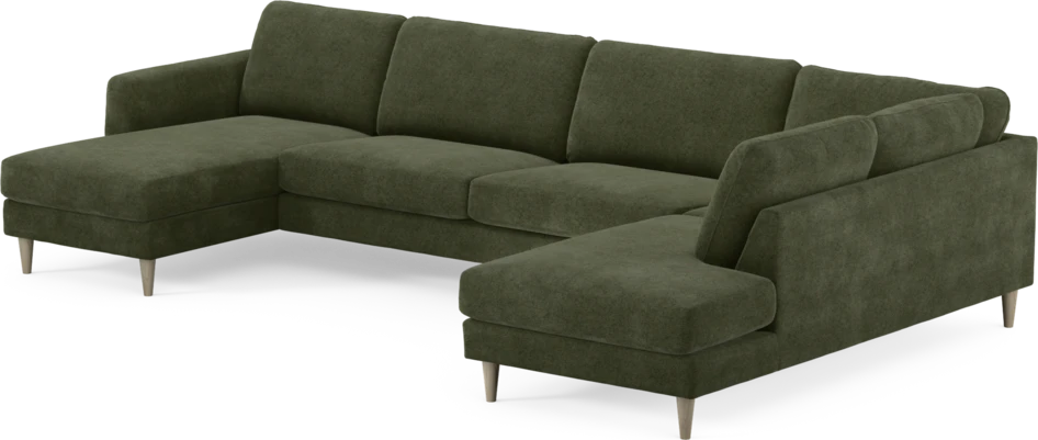 Bridge - 3-sits soffa med schäslong vänster och divan höger - Grön