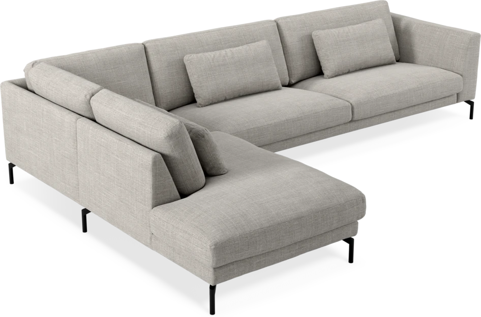 Willow - 4-sits soffa med divan vänster, fast klädsel - Grå