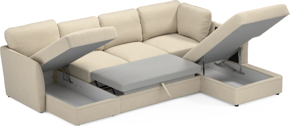 Öland - Bäddsoffa med schäslong vänster och divan höger - Beige