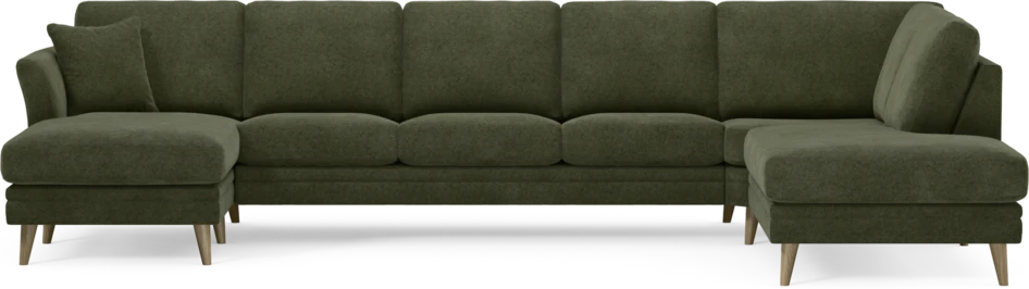 Eden - 3-sits soffa med schäslong vänster och divan höger - Grön