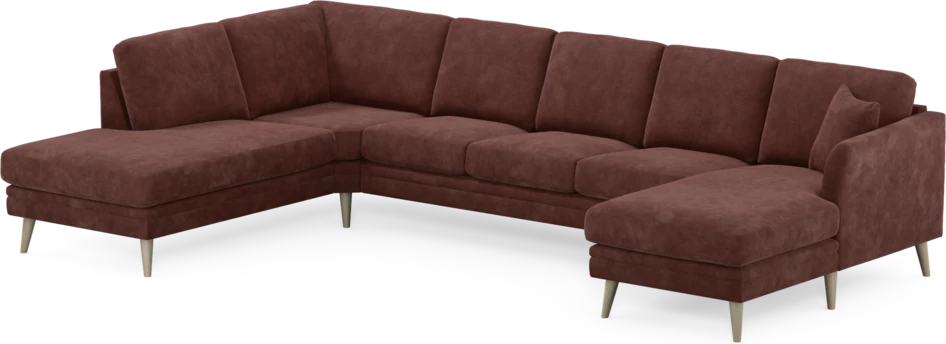 Eden - 3-sits soffa med divan vänster och schäslong höger - Röd