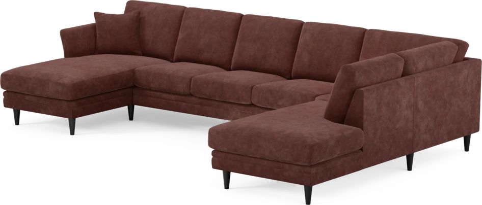 Eden - 3-sits soffa med schäslong vänster och divan höger - Röd