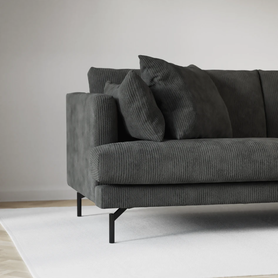 Harper - 3-sits soffa, hel dyna - Grå