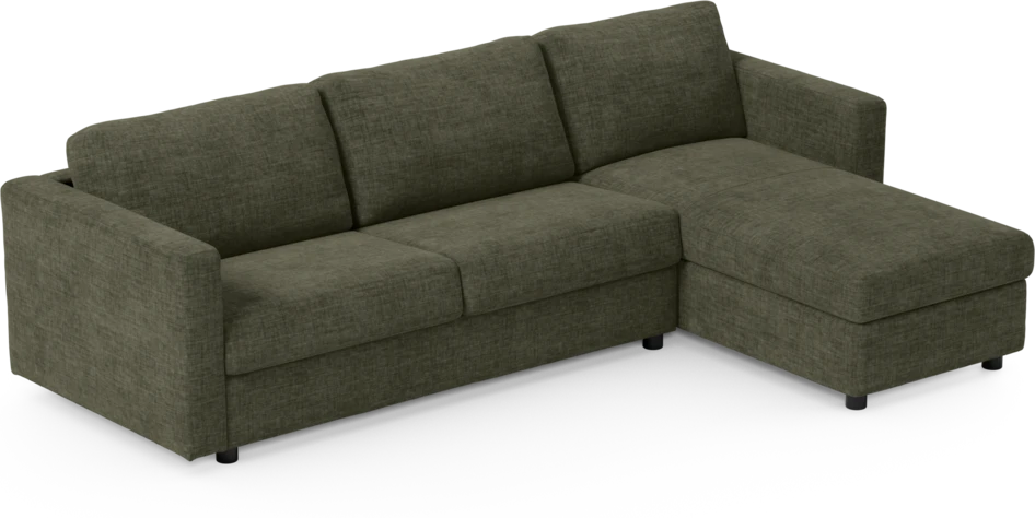 Lindö - Bäddsoffa 2,5-sits med schäslong, vändbar - Grön