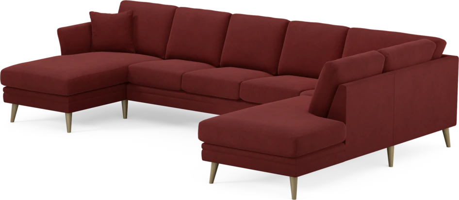 Eden - 3-sits soffa med schäslong vänster och divan höger - Röd