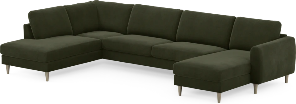 Bridge - 3-sits soffa med divan vänster och schäslong höger - Grön