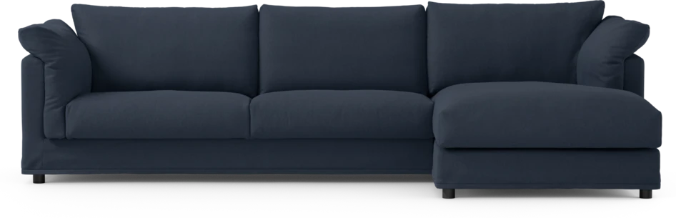 Cherrie - 3-sits soffa med schäslong höger, med kappa - Blå