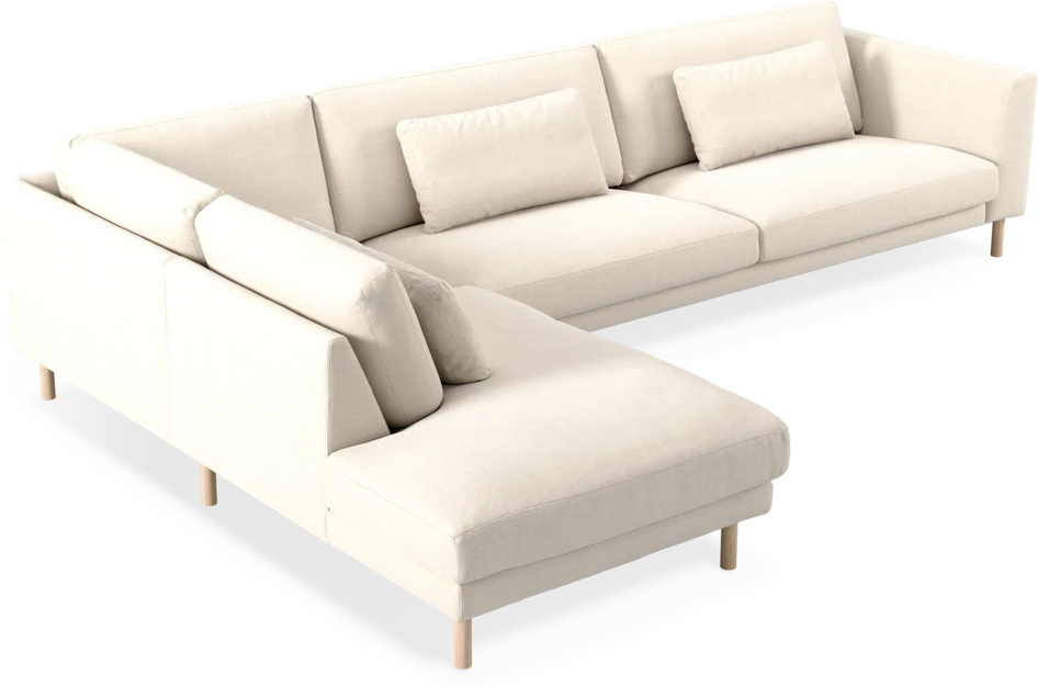 Willow - 4-sits soffa med divan vänster, fast klädsel - Vit