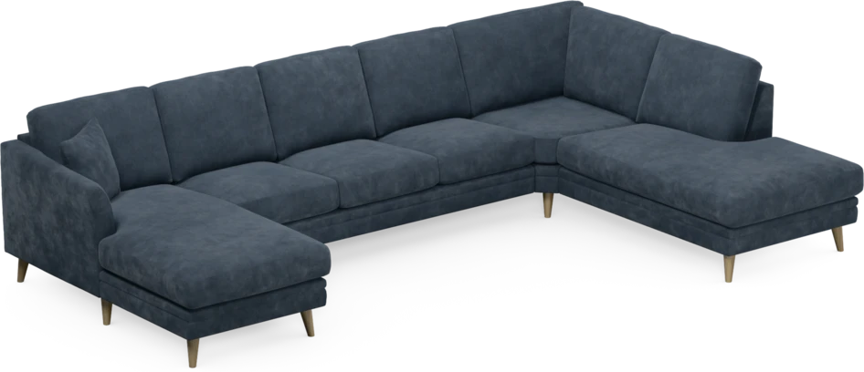 Eden - 3-sits soffa med schäslong vänster och divan höger - Blå