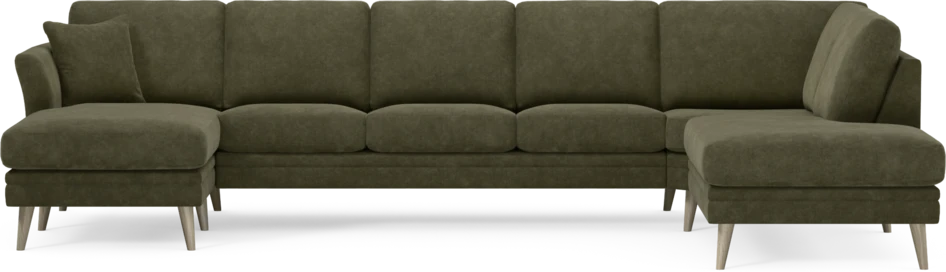 Eden - 3-sits soffa med schäslong vänster och divan höger - Grön