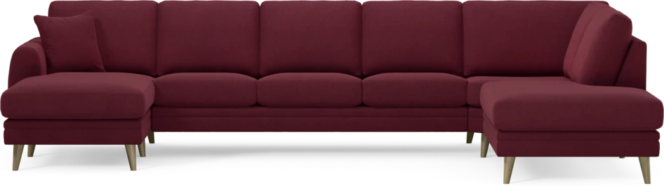 Eden - 3-sits soffa med schäslong vänster och divan höger - Röd