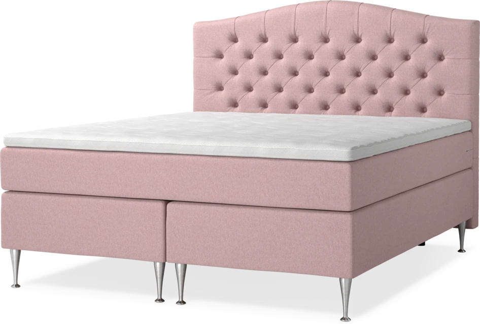 New York Supreme - Kontinentalsäng, dubbelsäng med bäddmadrass, sängben och sänggavel välvd - Rosa