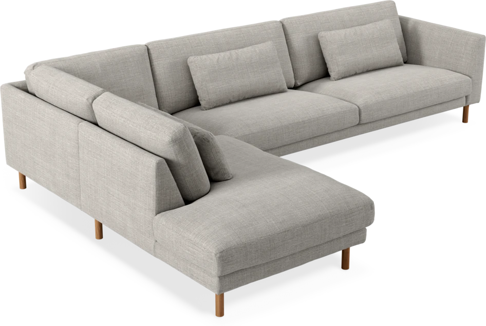Willow - 4-sits soffa med divan vänster, fast klädsel - Grå
