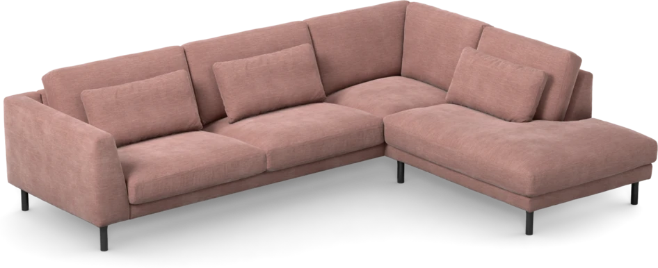 Willow - 3-sits soffa med divan höger, fast klädsel - Rosa