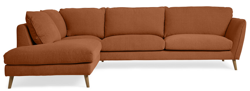 Madison - 3-sits soffa med divan vänster, fast klädsel - Orange
