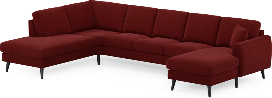 Eden - 3-sits soffa med divan vänster och schäslong höger - Röd