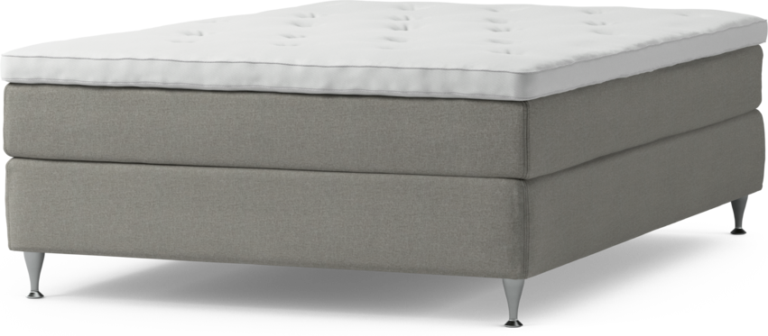 Delux Sense - Kontinentalsäng, enkelsäng 140 cm med bäddmadrass och sängben - Grå