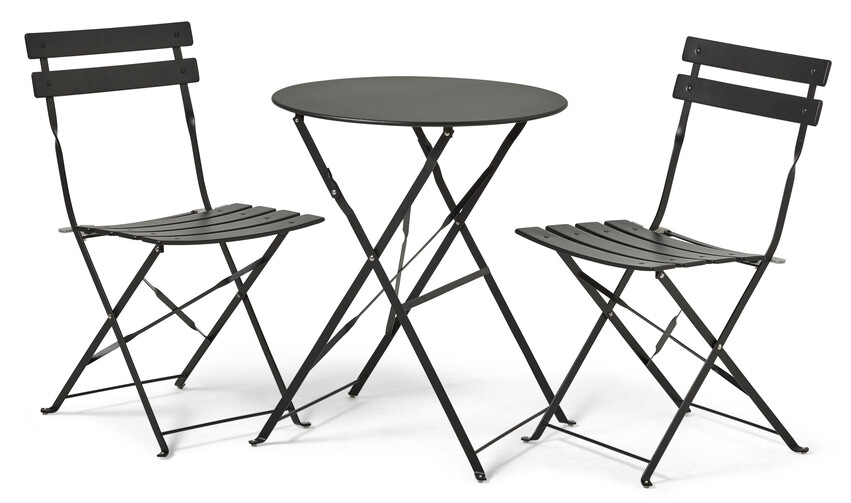 Barista - Utegrupp med bord och 2 stolar - Svart