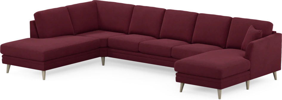Eden - 3-sits soffa med divan vänster och schäslong höger - Röd