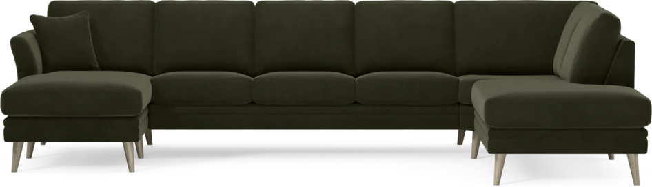 Eden - 3-sits soffa med schäslong vänster och divan höger - Grön
