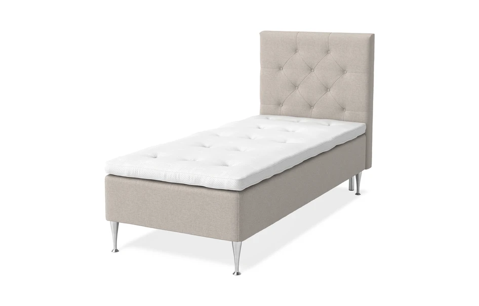 Sense Delux - Ramsäng, enkelsäng med bäddmadrass Sleep Delux vit - Beige