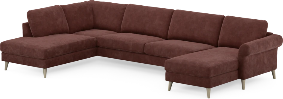 Bridge - 3-sits soffa med divan vänster och schäslong höger - Röd