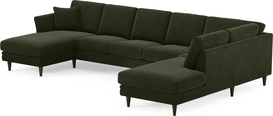Eden - 3-sits soffa med schäslong vänster och divan höger - Grön