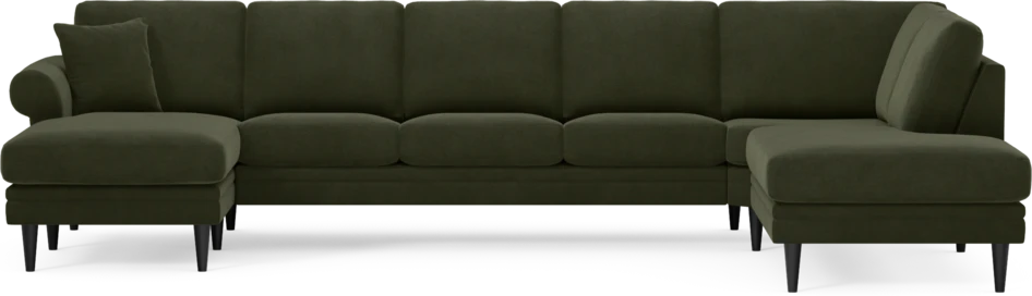Eden - 3-sits soffa med schäslong vänster och divan höger - Grön