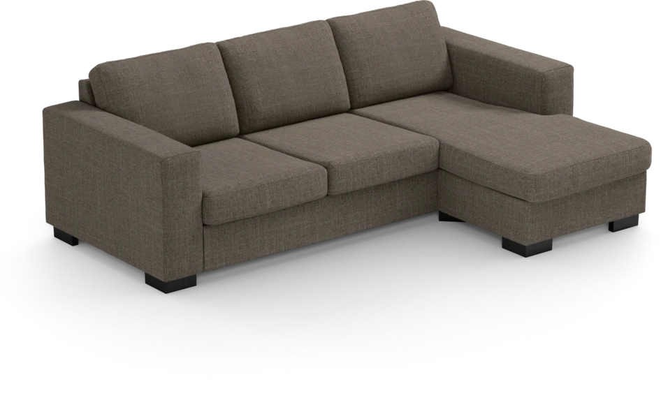 Nevada - 3-sits soffa med flyttbar schäslong - Brun
