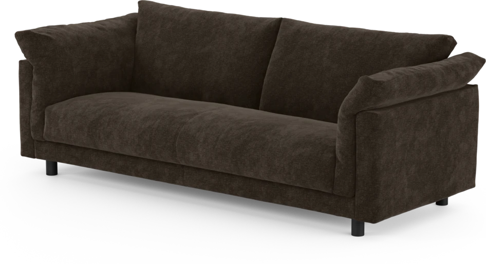 Cherrie - 3-sits soffa, hel dyna, fast klädsel - Brun