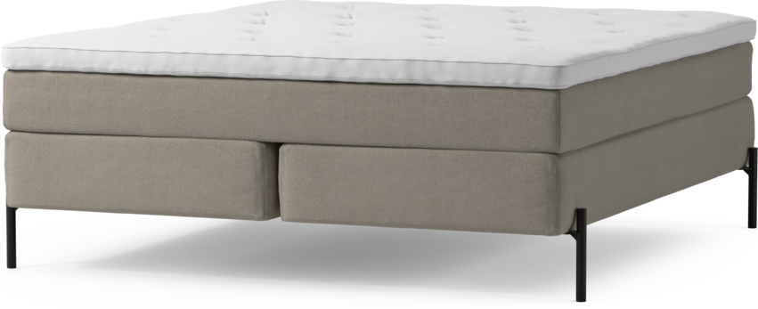 Delux Sense - Kontinentalsäng, dubbelsäng med bäddmadrass och sängben - Beige