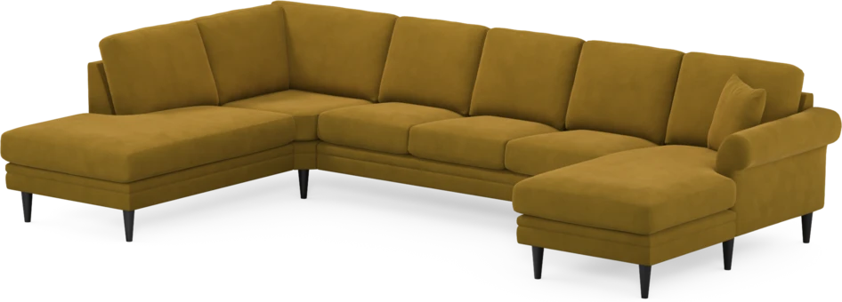 Eden - 3-sits soffa med divan vänster och schäslong höger - Gul