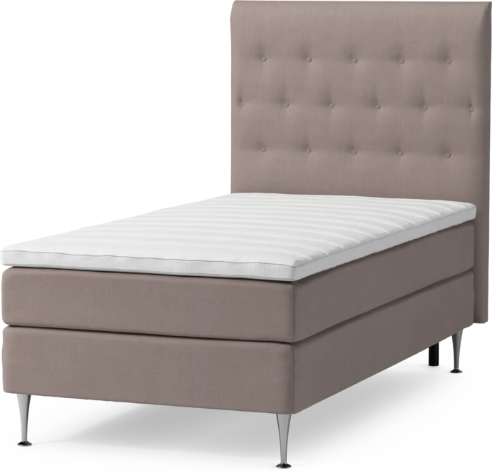 Roma Family, Kontinentalsäng, enkelsäng med bäddmadrass och sänggavel pikerad, B 105-140