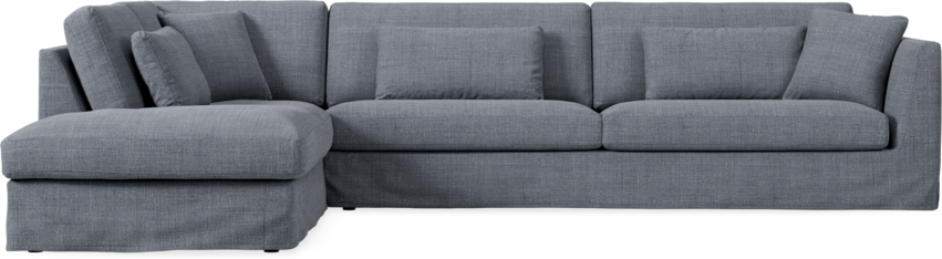 Willow - 4-sits soffa med divan vänster, med kappa - Blå