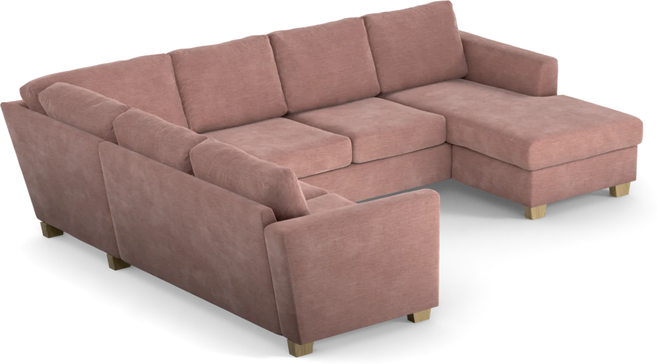 Friday - Hörnsoffa, 2+3-sits med schäslong höger - Rosa