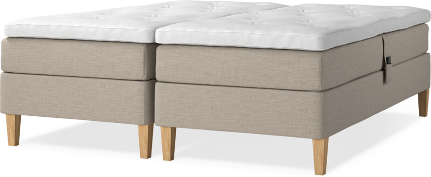 Delux Sense - Ställbar säng, dubbelsäng med bäddmadrass - Beige