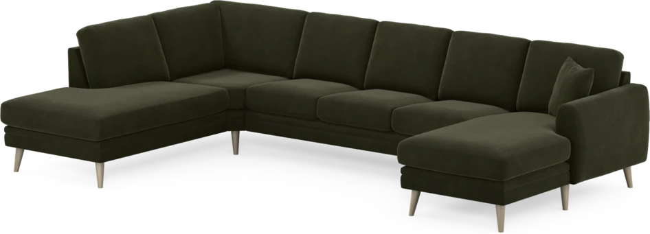 Eden - 3-sits soffa med divan vänster och schäslong höger - Grön