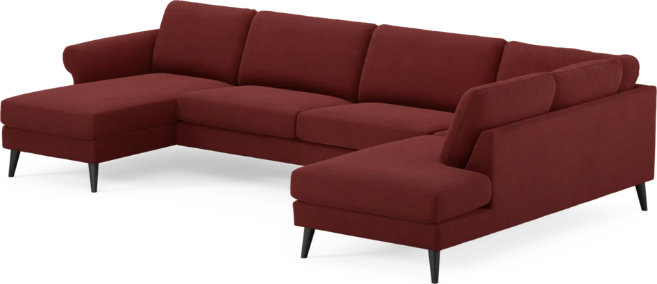 Bridge - 3-sits soffa med schäslong vänster och divan höger - Röd