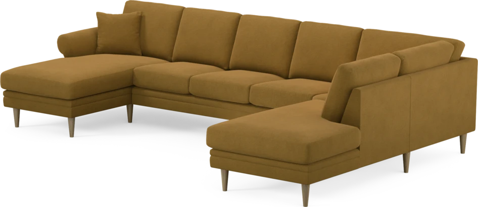 Eden - 3-sits soffa med schäslong vänster och divan höger - Gul