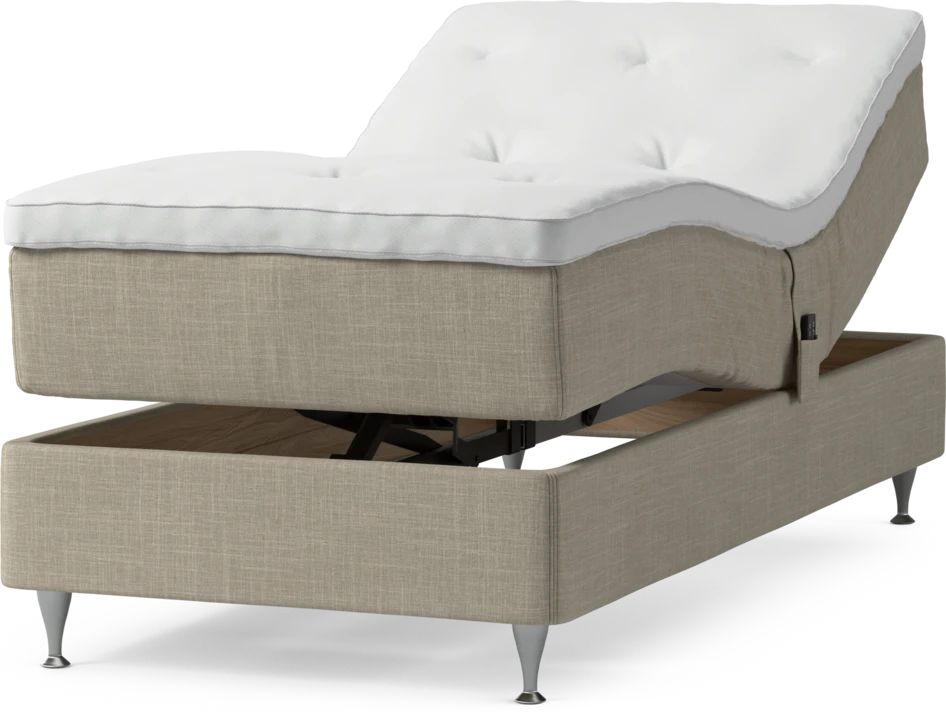Delux Dream - Ställbar säng, enkelsäng med bäddmadrass och sängben - Beige